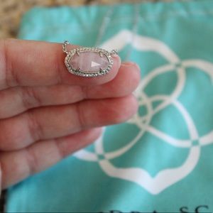 Elisa Silver Pendant Necklace in Rose Quartz